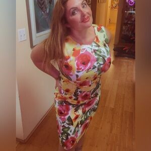 I.N. Studio Pink and Green Floral Dress